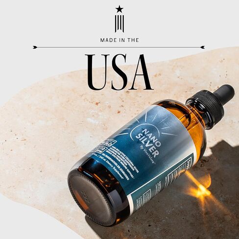 Bio-Active Colloidal Nano Silver 10 PPM Liquid, 8 oz Amber Glass Dropper Bottle, 99.99% Pure, Evenly Suspended, Third Party Tested, Preservative-Free Immune Support Supplement, Made in USA in Saudi Arabia