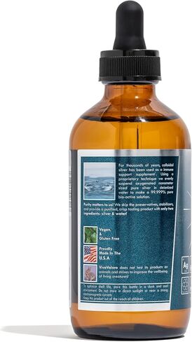 Bio-Active Colloidal Nano Silver 10 PPM Liquid, 8 oz Amber Glass Dropper Bottle, 99.99% Pure, Evenly Suspended, Third Party Tested, Preservative-Free Immune Support Supplement, Made in USA in Saudi Arabia