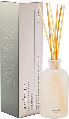 Lifetherapy Grounded Mini Reed Diffuser | Home Fragrance Diffuser | Fresh Citrus, Heliotrope, Dry Amber, Calming Rose, Vanilla | 2 FL OZ in Kuwait