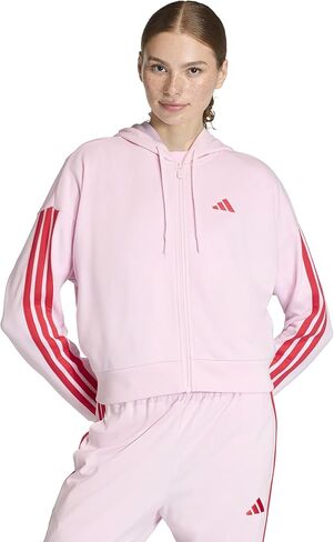 سترة رياضية بغطاء للرأس بسحاب كامل وسحاب كامل للسيدات من adidas Essentials 3-Stripes French Terry in Kuwait