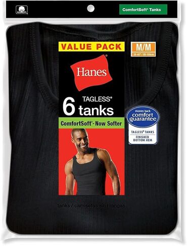 Hanes Men's 6-Pack FreshIQ ComfortSoft Tanks - Black - 2X-Large in Saudi Arabia