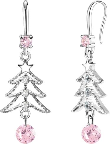 XGALBLA Cute Christmas Tree Clip on/Pierced Earrings for Women Xmas Clear Crystal Christmas Tree Dangle Earrings Christmas Accessory Gift in Saudi Arabia