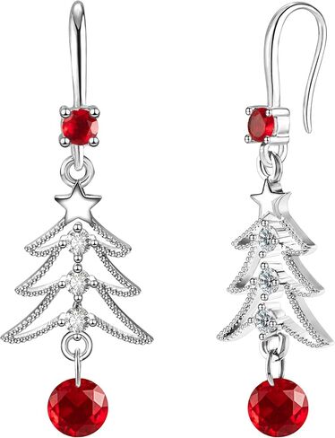 XGALBLA Cute Christmas Tree Clip on/Pierced Earrings for Women Xmas Clear Crystal Christmas Tree Dangle Earrings Christmas Accessory Gift in Saudi Arabia