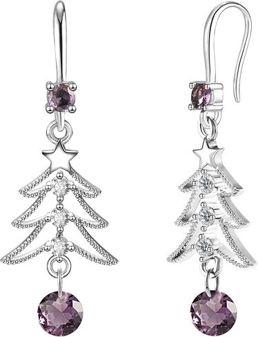 XGALBLA Cute Christmas Tree Clip on/Pierced Earrings for Women Xmas Clear Crystal Christmas Tree Dangle Earrings Christmas Accessory Gift in Saudi Arabia