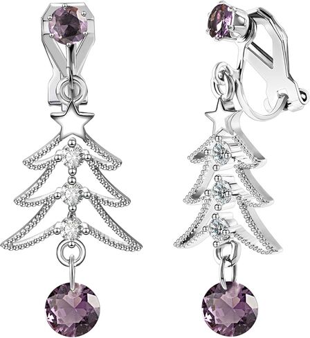 XGALBLA Cute Christmas Tree Clip on/Pierced Earrings for Women Xmas Clear Crystal Christmas Tree Dangle Earrings Christmas Accessory Gift in Saudi Arabia