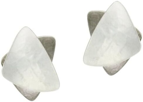 Stacked Triangle Clip Earring in Silver and Antique Silver in Saudi Arabia
