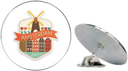 Amsterdam Netherlands Round Metal 0.75" Lapel Pin Hat Shirt Pin Tie Tack Pinback in Saudi Arabia