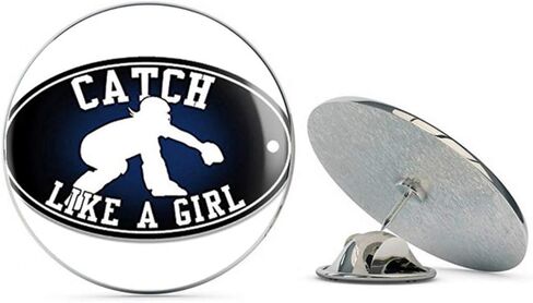 Oval Catch Like a Girl (Softball Baseball Female Catcher) Metal 0.75" Lapel Hat Pin Tie Tack Pinback in Saudi Arabia