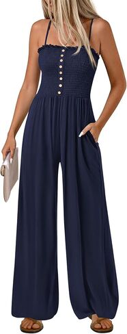 PRETTYGARDEN Jumpsuits for Women Dressy 2026 Summer Sleeveless Travel One Piece Outfits Spring Casual Wide Leg Pants Rompers in Kuwait
