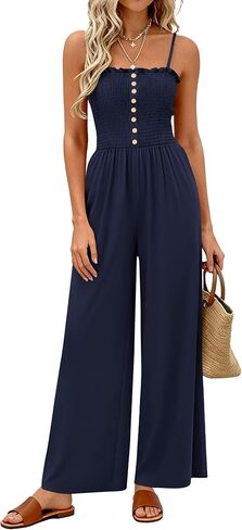 PRETTYGARDEN Jumpsuits for Women Dressy 2026 Summer Sleeveless Travel One Piece Outfits Spring Casual Wide Leg Pants Rompers in Kuwait
