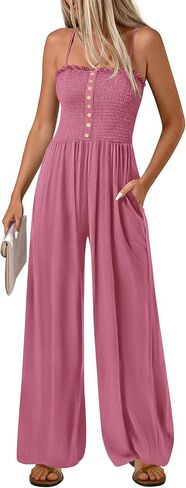 PRETTYGARDEN Jumpsuits for Women Dressy 2026 Summer Sleeveless Travel One Piece Outfits Spring Casual Wide Leg Pants Rompers in Kuwait