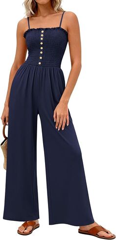 PRETTYGARDEN Jumpsuits for Women Dressy 2026 Summer Sleeveless Travel One Piece Outfits Spring Casual Wide Leg Pants Rompers in Kuwait