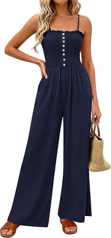 PRETTYGARDEN Jumpsuits for Women Dressy 2026 Summer Sleeveless Travel One Piece Outfits Spring Casual Wide Leg Pants Rompers in Kuwait