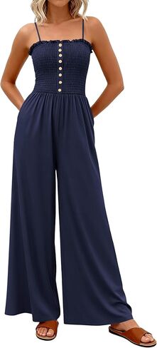 PRETTYGARDEN Jumpsuits for Women Dressy 2026 Summer Sleeveless Travel One Piece Outfits Spring Casual Wide Leg Pants Rompers in Kuwait