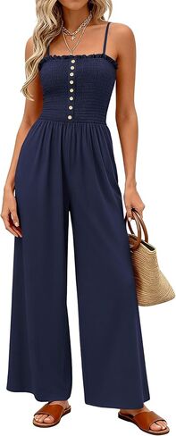 PRETTYGARDEN Jumpsuits for Women Dressy 2026 Summer Sleeveless Travel One Piece Outfits Spring Casual Wide Leg Pants Rompers in Kuwait
