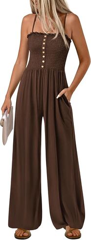 PRETTYGARDEN Jumpsuits for Women Dressy 2026 Summer Sleeveless Travel One Piece Outfits Spring Casual Wide Leg Pants Rompers in Kuwait