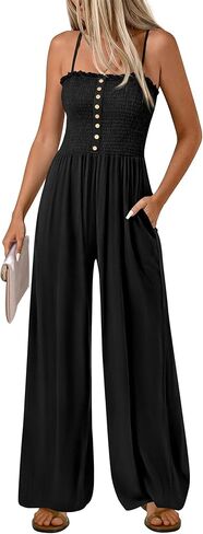 PRETTYGARDEN Jumpsuits for Women Dressy 2026 Summer Sleeveless Travel One Piece Outfits Spring Casual Wide Leg Pants Rompers in Kuwait