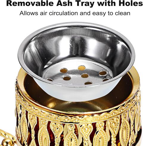 JUXYES Vintage Incense Burner Holder with Ash Catchers and Cross Lid, Metal Censer Antique Charcoal Incense Resin Burner with Tongs, Zinc Alloy Spiritual Aromatherapy Yoga Meditation Retro Home Decor in Saudi Arabia