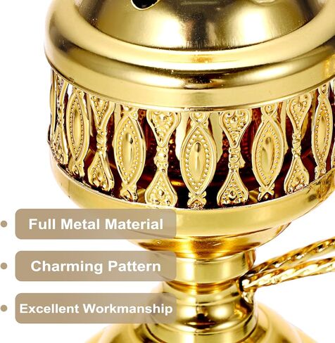 JUXYES Vintage Incense Burner Holder with Ash Catchers and Cross Lid, Metal Censer Antique Charcoal Incense Resin Burner with Tongs, Zinc Alloy Spiritual Aromatherapy Yoga Meditation Retro Home Decor in Saudi Arabia