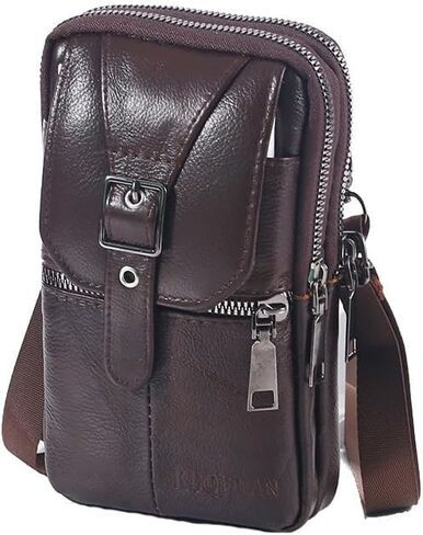 Multifunction PU Leather Messenger Bag Pure Handbag Versatile fashion accessories for men and women, Pouch Shoulder Crossbody Bag - Reddish brown in Saudi Arabia