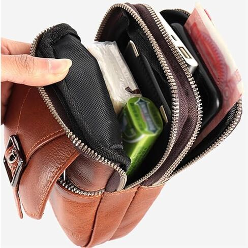 Multifunction PU Leather Messenger Bag Pure Handbag Versatile fashion accessories for men and women, Pouch Shoulder Crossbody Bag - Reddish brown in Saudi Arabia