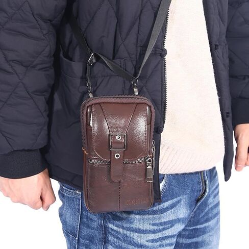Multifunction PU Leather Messenger Bag Pure Handbag Versatile fashion accessories for men and women, Pouch Shoulder Crossbody Bag - Reddish brown in Saudi Arabia