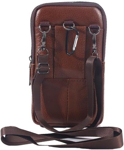 Multifunction PU Leather Messenger Bag Pure Handbag Versatile fashion accessories for men and women, Pouch Shoulder Crossbody Bag - Reddish brown in Saudi Arabia