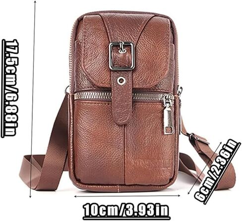 Multifunction PU Leather Messenger Bag Pure Handbag Versatile fashion accessories for men and women, Pouch Shoulder Crossbody Bag - Reddish brown in Saudi Arabia