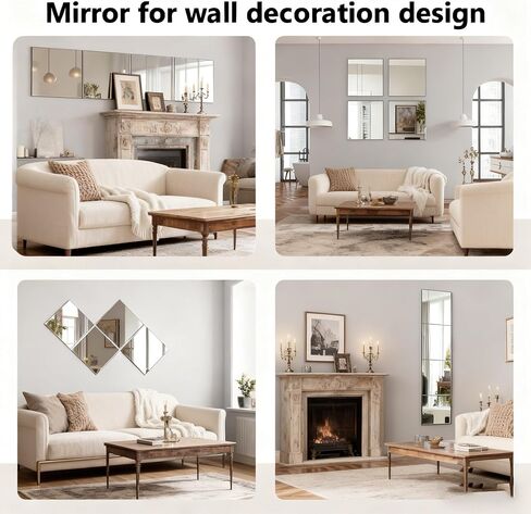 4 Pack Acrylic Mirrors for Wall,8 x 8 Inch Self Adhesive Frameless Small Mirror Tiles, Flexible Plastic Mirror Sheets for Bedroom Home Gym Door (8"X8"-4Pcs) in Saudi Arabia