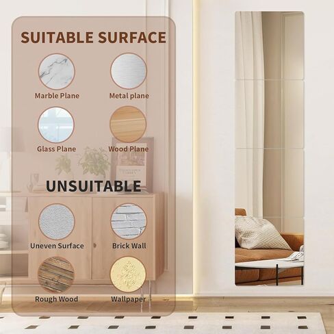 4 Pack Acrylic Mirrors for Wall,8 x 8 Inch Self Adhesive Frameless Small Mirror Tiles, Flexible Plastic Mirror Sheets for Bedroom Home Gym Door (8"X8"-4Pcs) in Saudi Arabia