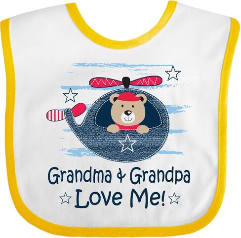 inktastic Grandma and Grandpa Love Me Boys Baby Bib in Saudi Arabia