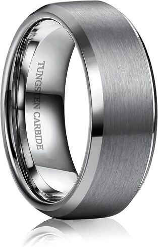 Jstyle Tungsten Mens Wedding Band 8MM Wedding Ring for Men Matte Surface - Beveled Polished Edge Anniversary Promise Rings, Men Ring Jewelry Comfort Fit Size 6-14 in Saudi Arabia