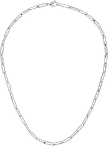 Floreo 14k White Gold Hollow Paperclip Link Chain Necklace - 18 Inch in Saudi Arabia