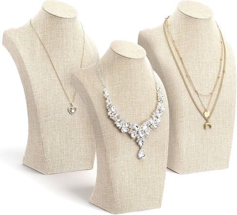 3 PCS Necklace Bust Display Stand Linen Jewelry Display Pendant Chain Holder Necklace Retail Mannequin for Jewelry Show Women (11.4 x 6.9 Inch) in Saudi Arabia