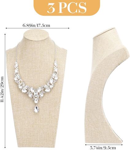 3 PCS Necklace Bust Display Stand Linen Jewelry Display Pendant Chain Holder Necklace Retail Mannequin for Jewelry Show Women (11.4 x 6.9 Inch) in Saudi Arabia