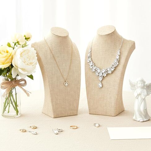 3 PCS Necklace Bust Display Stand Linen Jewelry Display Pendant Chain Holder Necklace Retail Mannequin for Jewelry Show Women (11.4 x 6.9 Inch) in Saudi Arabia