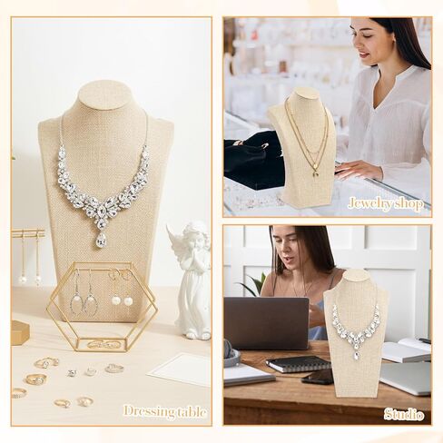 3 PCS Necklace Bust Display Stand Linen Jewelry Display Pendant Chain Holder Necklace Retail Mannequin for Jewelry Show Women (11.4 x 6.9 Inch) in Saudi Arabia