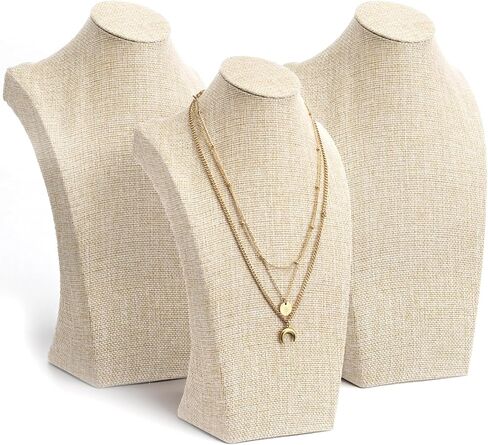 3 PCS Necklace Bust Display Stand Linen Jewelry Display Pendant Chain Holder Necklace Retail Mannequin for Jewelry Show Women (11.4 x 6.9 Inch) in Saudi Arabia