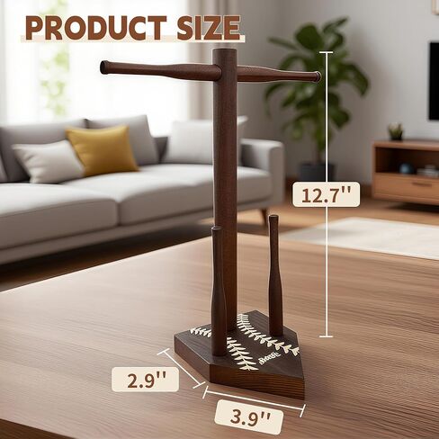قلادة خشبية للبيسبول/الكرة اللينة وحامل حلقة البطولة - حامل عرض تذكارات رياضية، منظم مجوهرات، هدية للاعبين والمدربين والمروحة in Kuwait