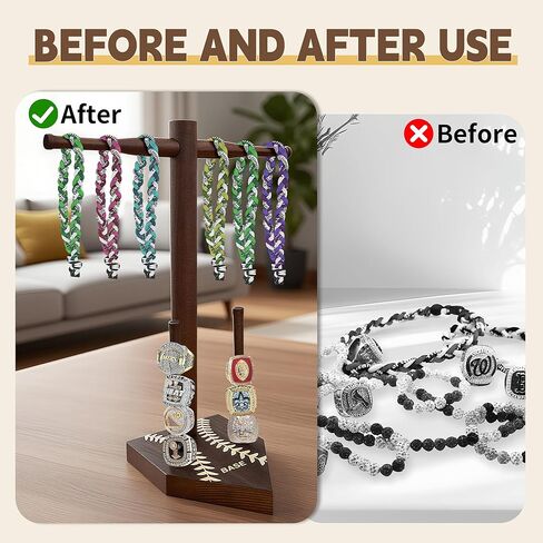 قلادة خشبية للبيسبول/الكرة اللينة وحامل حلقة البطولة - حامل عرض تذكارات رياضية، منظم مجوهرات، هدية للاعبين والمدربين والمروحة in Kuwait