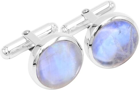 أزرار أكمام من حجر القمر مجوهرات للرجال من الفضة الإسترليني عيار 925، أزرار أكمام لحفلات الزفاف هدية فريدة من نوعها، أزرار أكمام من الأحجار الكريمة الطبيعية in Kuwait