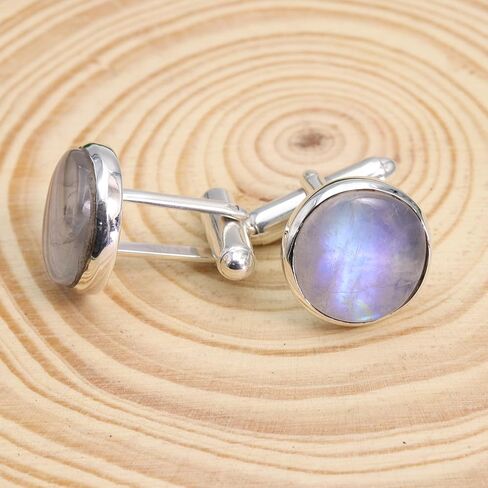 أزرار أكمام من حجر القمر مجوهرات للرجال من الفضة الإسترليني عيار 925، أزرار أكمام لحفلات الزفاف هدية فريدة من نوعها، أزرار أكمام من الأحجار الكريمة الطبيعية in Kuwait