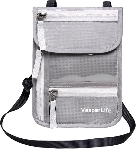 Passport holder, Travel wallet, Neck bag, Passport bag,neck wallet, Money belt for travel, Rfid passport holder, Travel pouch, Passport wallet for men, Passport wallet for women (Light Gray) in Saudi Arabia
