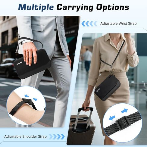 حامل جواز سفر عائلي من MoKo لـ 5 أشخاص مع حزام كتف وحامل AirTag، ومحفظة سفر لجواز السفر تحجب RFID ومنظم مستندات السفر لتذاكر الطائرة والبطاقات والعملات المعدنية والمفاتيح والقلم، أسود in Kuwait