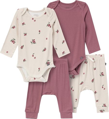 Modern Moments by Gerber Baby Girls' Bodysuit and Pant Set, Pink Roses, 6-9 Months in Saudi Arabia