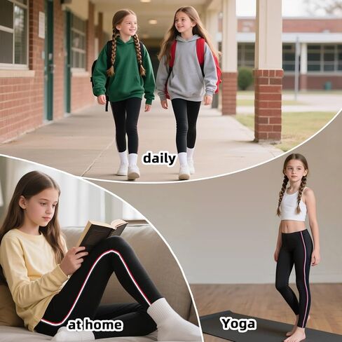Girls Leggings Elastic Waistband Stretchy Bottoms Kids Everyday Casual Athletic Pants for School Uniform Dance Yoga Running in Saudi Arabia