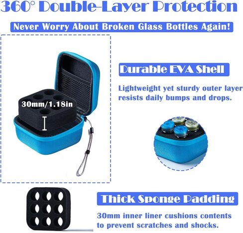 حافظة تخزين حامل ثلاجة الأنسولين، حامل واقي قارورة الأنسولين، منظم حقيبة سفر مبرد الأنسولين يناسب قوارير U-100 القياسية سعة 10 مل، 9 فتحات، أزرق (9 فتحات) in Kuwait