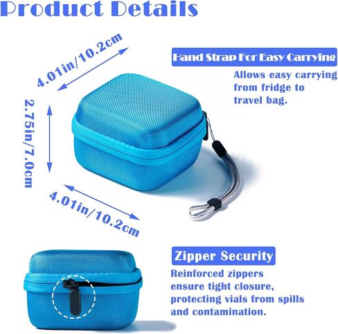 حافظة تخزين حامل ثلاجة الأنسولين، حامل واقي قارورة الأنسولين، منظم حقيبة سفر مبرد الأنسولين يناسب قوارير U-100 القياسية سعة 10 مل، 9 فتحات، أزرق (9 فتحات) in Kuwait