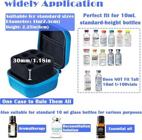 حافظة تخزين حامل ثلاجة الأنسولين، حامل واقي قارورة الأنسولين، منظم حقيبة سفر مبرد الأنسولين يناسب قوارير U-100 القياسية سعة 10 مل، 9 فتحات، أزرق (9 فتحات) in Kuwait