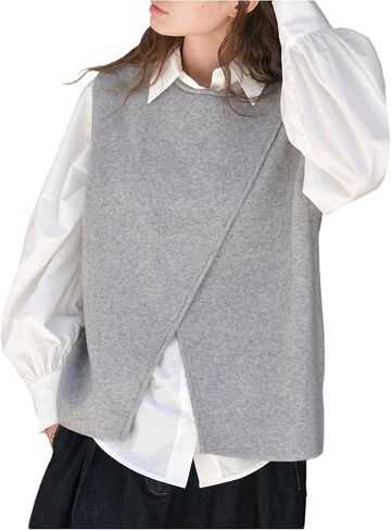 Verdusa Women's Sweater Vest Tops Cozy Sweaters Old Money Clothes Asymmetrical Elegant Knit Pullover Wrap Top in Saudi Arabia